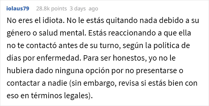 Esta empleada, a quien hace poco le dieron un ascenso, se toma el día sin avisarle a nadie, y su jefe la hace elegir entre despedirla o quitarle el ascenso