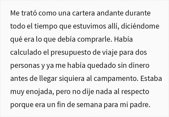 Esta madre quiso que la incluyeran en una acampada de padre e hija y lo arruinó por querer ser el centro de atención