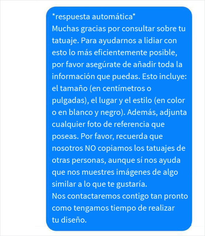 Este salón de tatuajes compartió una conversación con un cliente que no siguió las instrucciones por hacer lo que su padre decía