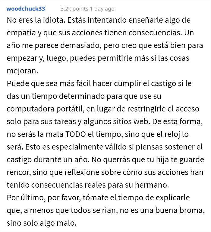 Las opiniones de la gente están divididas por el castigo que estos padres impusieron a su hija, obsesionada con TikTok, luego de que una “broma” haya salido mal