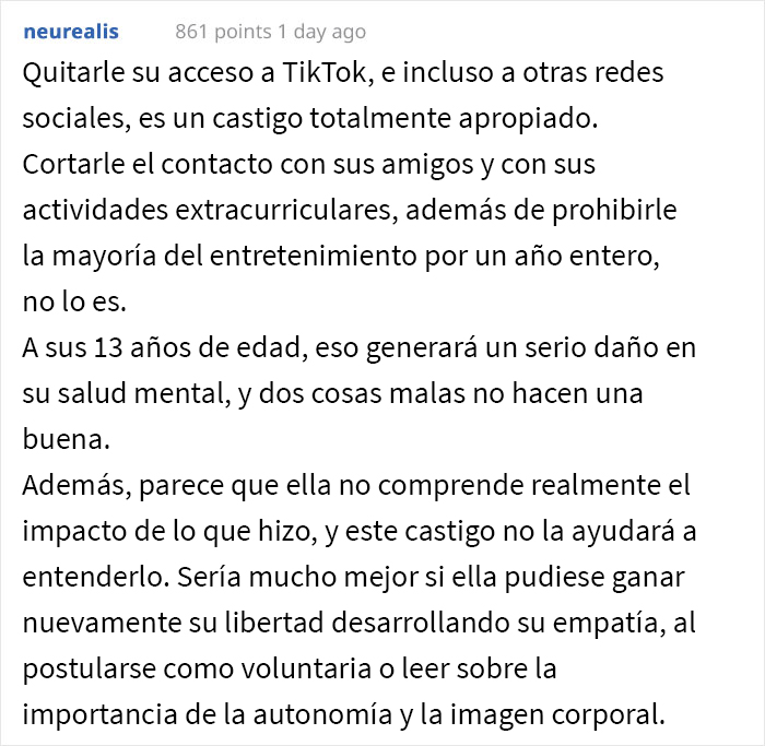 Las opiniones de la gente están divididas por el castigo que estos padres impusieron a su hija, obsesionada con TikTok, luego de que una “broma” haya salido mal