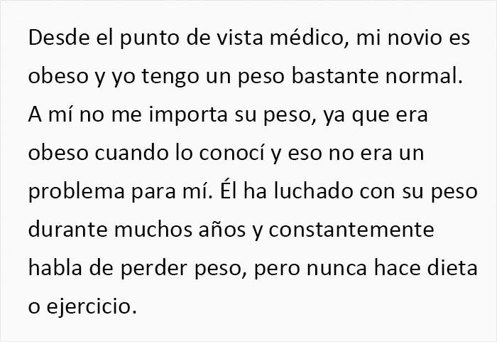 Esta mujer insulta a su novio obeso después de que éste hiciera comentarios sexistas y gordofóbicos sobre otras mujeres