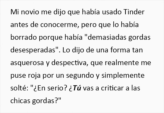 Esta mujer insulta a su novio obeso después de que éste hiciera comentarios sexistas y gordofóbicos sobre otras mujeres