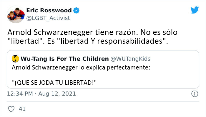 Arnold Schwarzenegger acalla a los antimascarillas con esta analogía y explica qué es la "verdadera libertad"