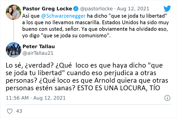 Arnold Schwarzenegger acalla a los antimascarillas con esta analogía y explica qué es la "verdadera libertad"
