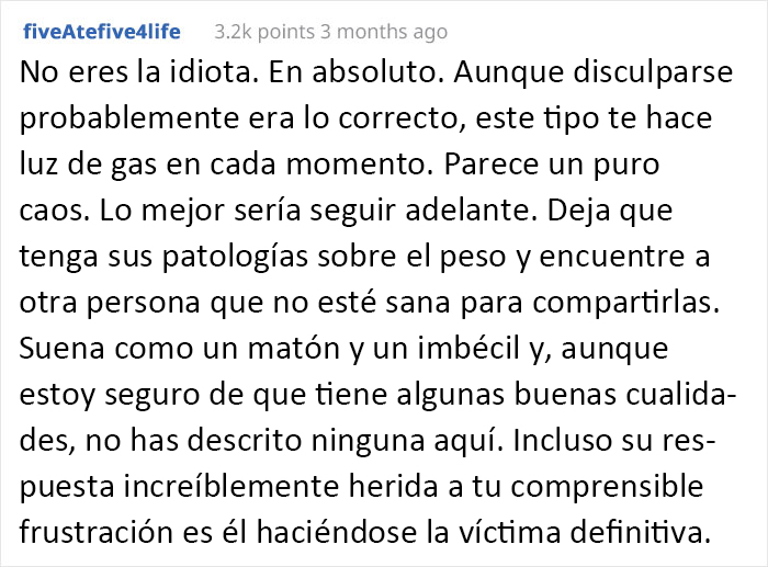 Esta mujer insulta a su novio obeso después de que éste hiciera comentarios sexistas y gordofóbicos sobre otras mujeres