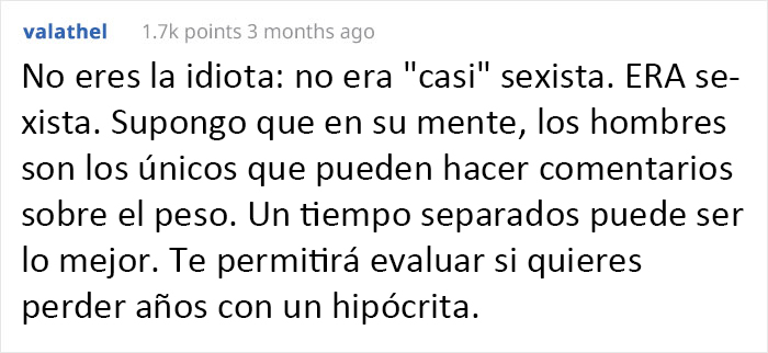 Esta mujer insulta a su novio obeso después de que éste hiciera comentarios sexistas y gordofóbicos sobre otras mujeres