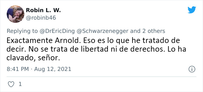 Arnold Schwarzenegger acalla a los antimascarillas con esta analogía y explica qué es la "verdadera libertad"