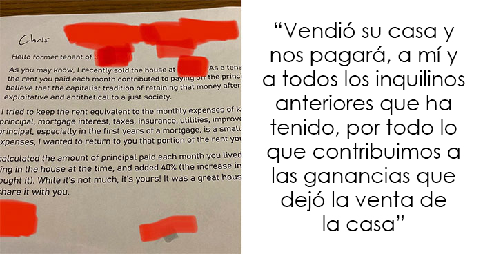 Este hombre compartió una increíble historia sobre su casero tras recibir un cheque de $2.500 por “su parte” de la venta de la casa