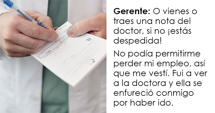 Esta doctora escribió “una nota muy pasivo-agresiva” para darle a una empleada 2 semanas de baja laboral en lugar de 2 días, luego de que su gerente amenazara con despedirla