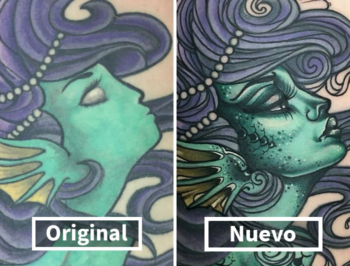 30 Tatuadores que tuvieron que tapar malos diseños con algo genial, compartido en este grupo online