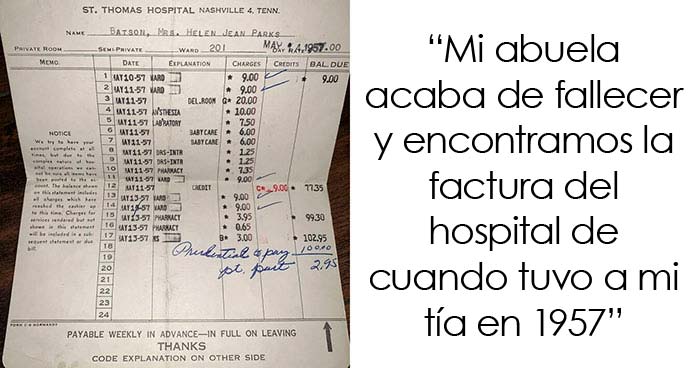 La gente comparte facturas médicas estadounidenses del siglo XX para mostrar lo exagerados que son los precios ahora (30 fotos)