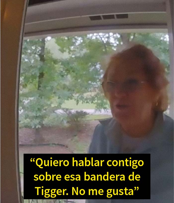 Esta Karen amargada se siente provocada por una bandera de Tigger que tiene su vecina y se vuelve viral en TikTok