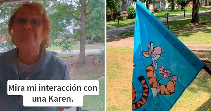Esta Karen amargada se siente provocada por una bandera de Tigger que tiene su vecina y se vuelve viral en TikTok