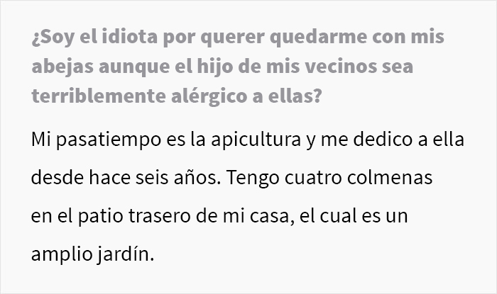 Este vecindario planta cara a un apicultor después de que se negara a renunciar a su pasatiempo por el bien de un niño alérgico a las abejas