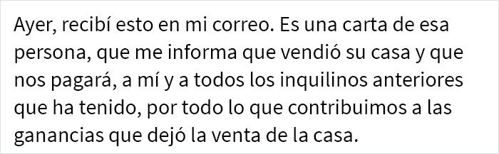 Este hombre compartió una increíble historia sobre su casero tras recibir un cheque de $2.500 por “su parte” de la venta de la casa