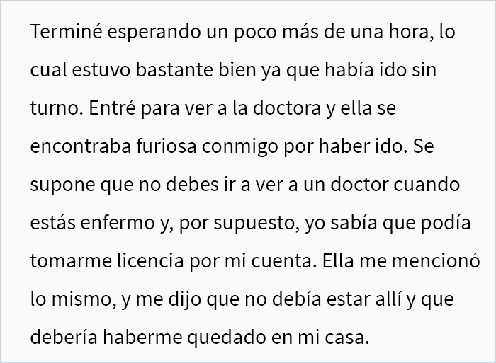 Esta doctora escribió “una nota muy pasivo-agresiva” para darle a una empleada 2 semanas de baja laboral en lugar de 2 días, luego de que su gerente amenazara con despedirla
