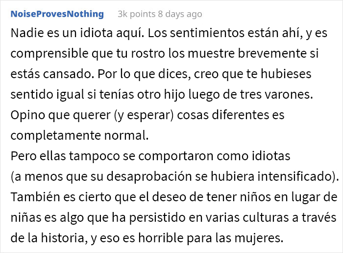 Este papá de 3 niñas se sintió decepcionado cuando nació su 4ª hija, y su madre lo llamó “misógino”