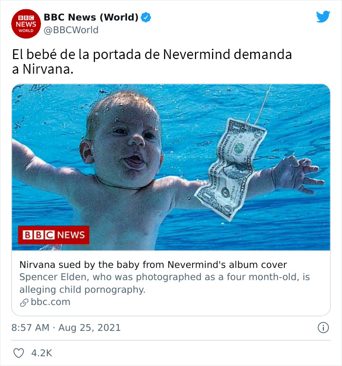 El bebé del “Nevermind” de Nirvana cumplió 30 años y decidió demandar a la banda por más de 2$ millones, así que la gente se burla de él
