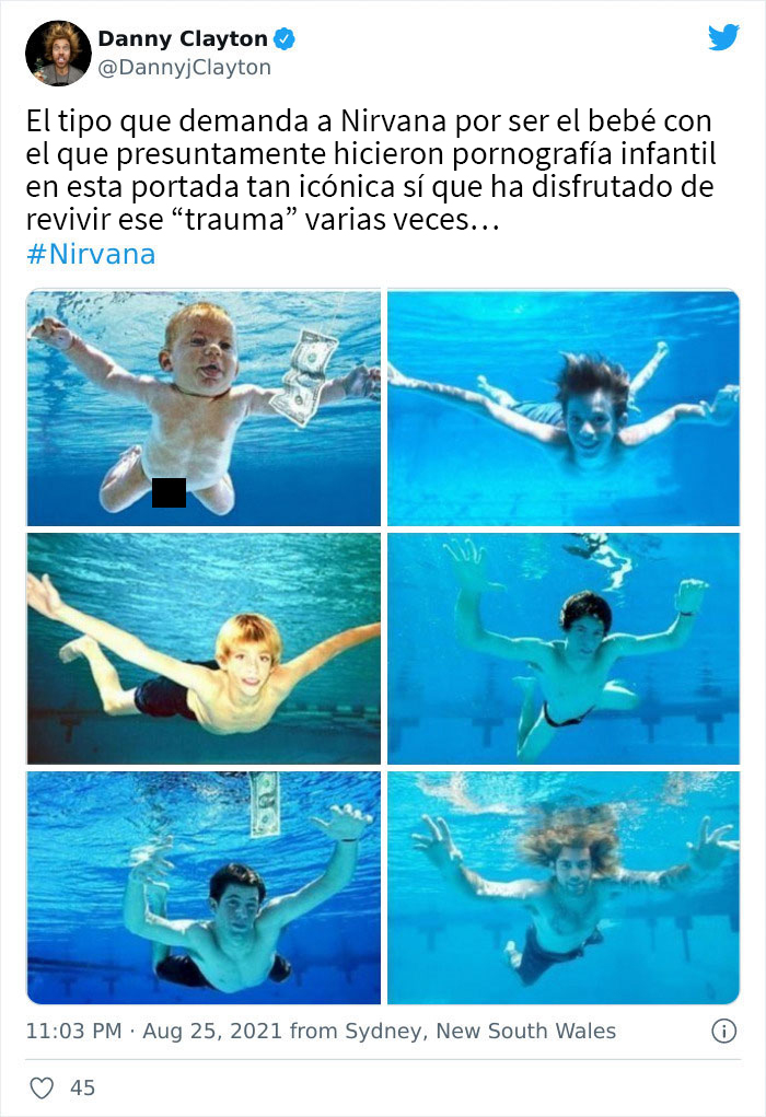 El bebé del “Nevermind” de Nirvana cumplió 30 años y decidió demandar a la banda por más de 2$ millones, así que la gente se burla de él