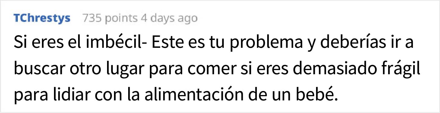 Este hombre pregunta si se equivocó al pedirle a una madre que amamantaba a su bebé que se sentara en otra mesa