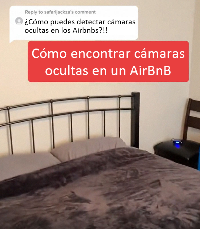 Este hombre comparte cómo inspecciona los Airbnbs en busca de cámaras ocultas y comparte sus posibles escondites