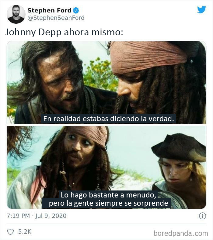 Johnny Depp lo clavó en la segunda parte de Piratas Del Caribe
