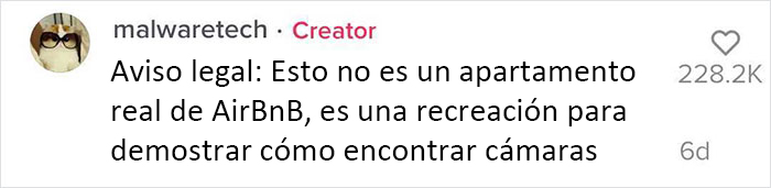 Este hombre comparte cómo inspecciona los Airbnbs en busca de cámaras ocultas y comparte sus posibles escondites