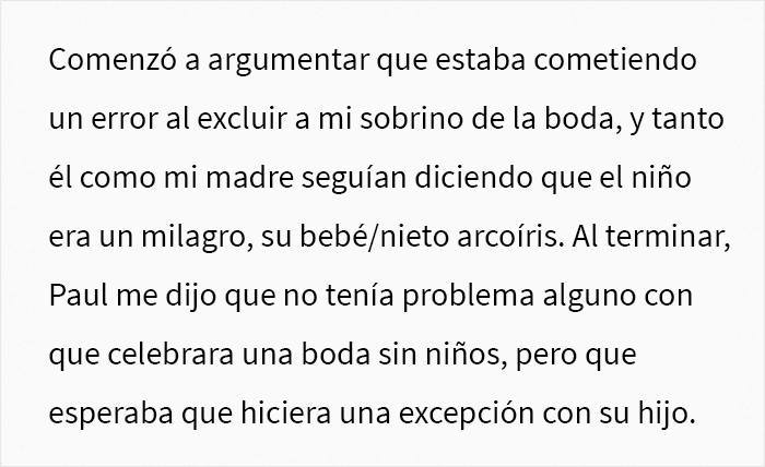 Esta mujer decidió celebrar una boda sin niños y su familia se enfada por no hacer una excepción con su sobrino "arco iris"