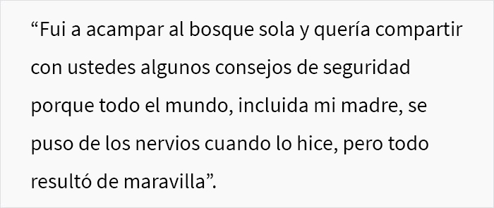 Esta tiktoker habla sobre 10 cosas que deberías saber “si eres mujer y te vas de acampada sola”