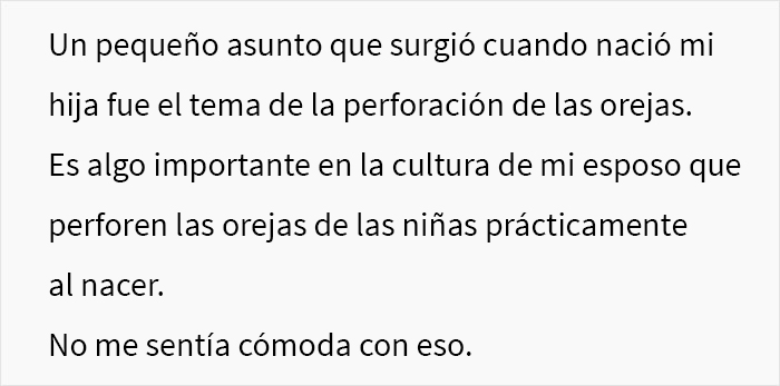 La suegra de esta mujer perforó las orejas de su bebé de 3 meses a sus espaldas, lo que desató un drama familiar