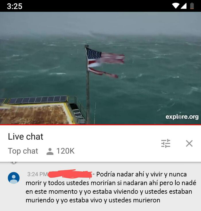 De una transmisión en vivo del huracán Florence