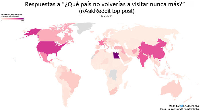 "¿Qué país no volverías a visitar nunca más?" Respuestas de R/Askreddit