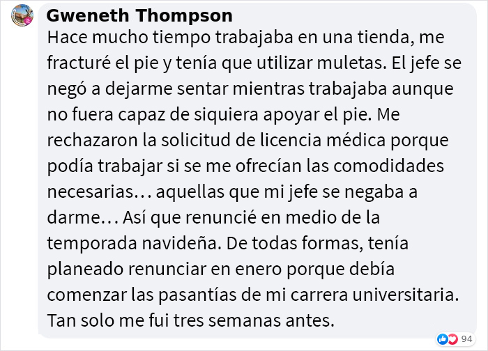 Este jefe critica a un empleado con fractura ósea por sentarse en un taburete, pero cambia el tono de inmediato cuando este decide renunciar