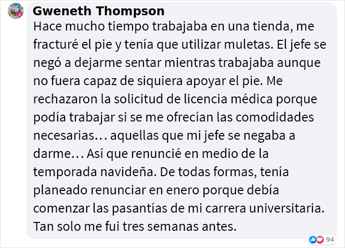 Este jefe critica a un empleado con fractura ósea por sentarse en un taburete, pero cambia el tono de inmediato cuando este decide renunciar