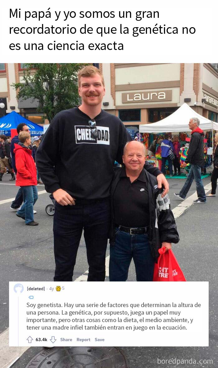 El hijo es más alto que papá