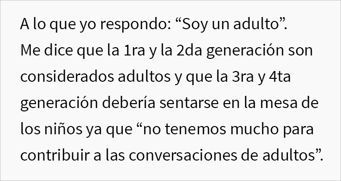 A este chico de 22 años le pidieron que se sentara en la mesa de los niños, así que tomó el quiche que trajo y simplemente se fue