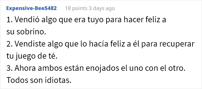 Este esposo vendió el juego de té antiguo de su esposa por 300$ con una excusa, y ella vendió la Xbox de él para recuperarlo