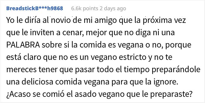 "¿Soy imbécil por enfadarme con el novio vegano de mi amiga?"