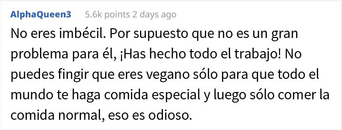 "¿Soy imbécil por enfadarme con el novio vegano de mi amiga?"