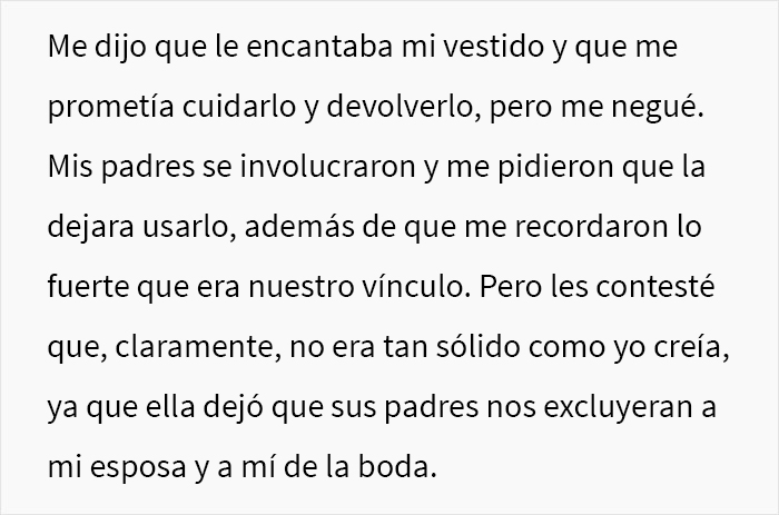 La invitación de bodas de esta mujer fue anulada, por lo que se llevó el vestido que prometió prestar a la novia