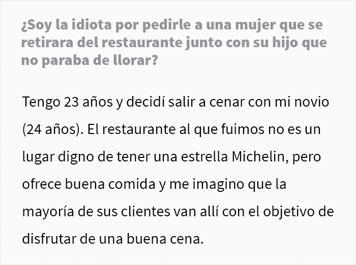 Esta mujer le pidió a la madre de un niño gritón que lo llevara fuera del restaurante para que los demás comensales pudieran estar en paz, y se desató el drama