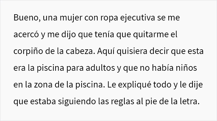 Le pidieron a una mujer con una mastectomía doble que usara corpiño en la piscina, ella siguió la regla al pie de la letra en su cumplimiento malicioso