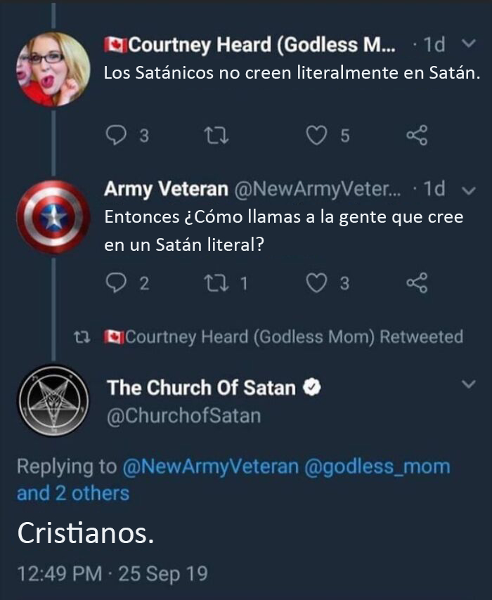 Los satánicos no reconocen las religiones