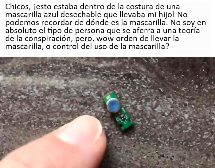 Una mujer encuentra un microchip en la máscara de su hijo