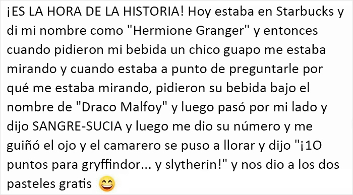 Encontré esto en una página de Facebook de "Gente que piensa que ser fan de Harry Potter es un rasgo de personalidad"