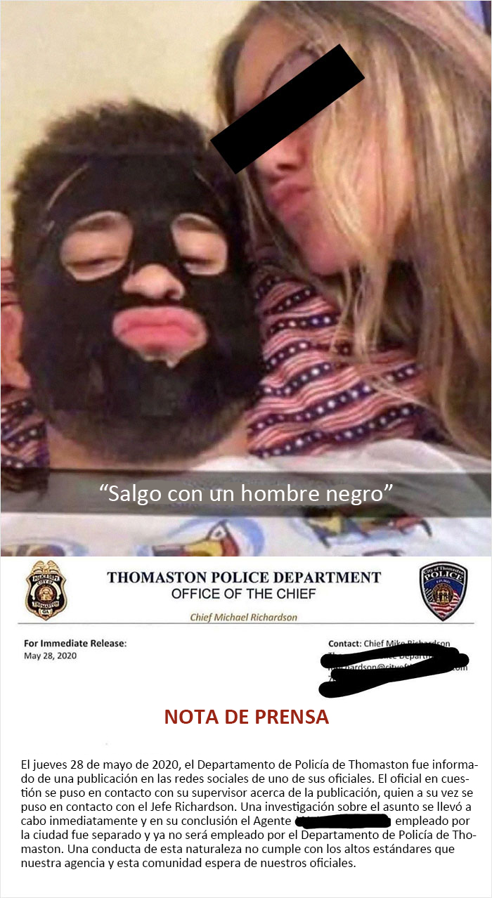 Un policía local y su novia decidieron ser racistas en Snapchat. Menos de 48 horas después, el trabajo le dice ciao bacalao......
