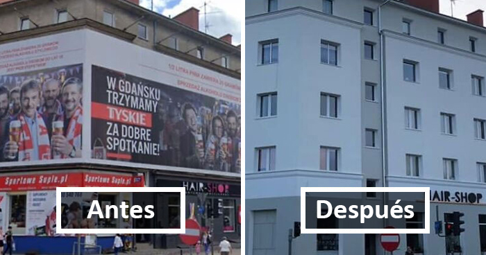 Polonia está eliminando la publicidad exterior y los anuncios llamativos, y la «limpieza» está quedando muy bien (30 fotos del antes y el después)