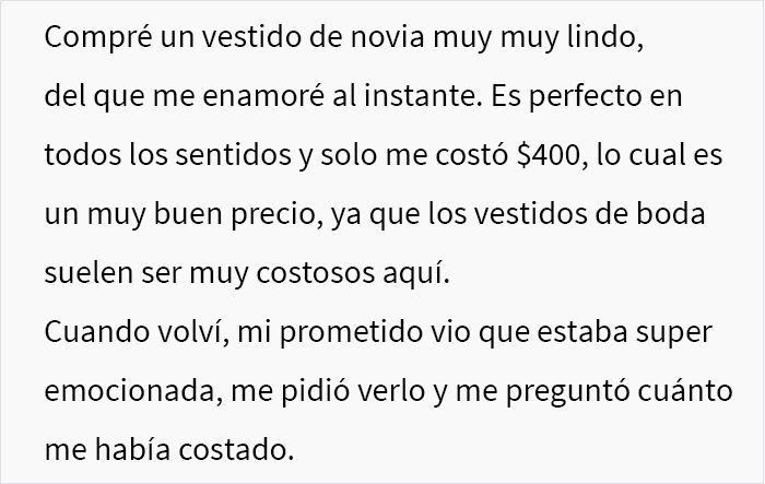 “Las novias inteligentes ahorran dinero”: este prometido se enfureció al enterarse de que su futura esposa había gastado $400 en un vestido de novia