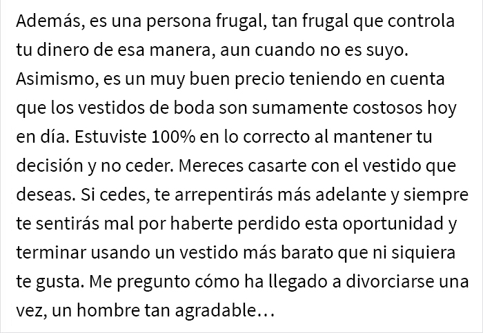 “Las novias inteligentes ahorran dinero”: este prometido se enfureció al enterarse de que su futura esposa había gastado $400 en un vestido de novia